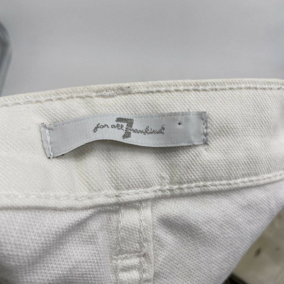 7 For All Mankind White and Gold Raw Hem Shorts - Picture 4 of 7